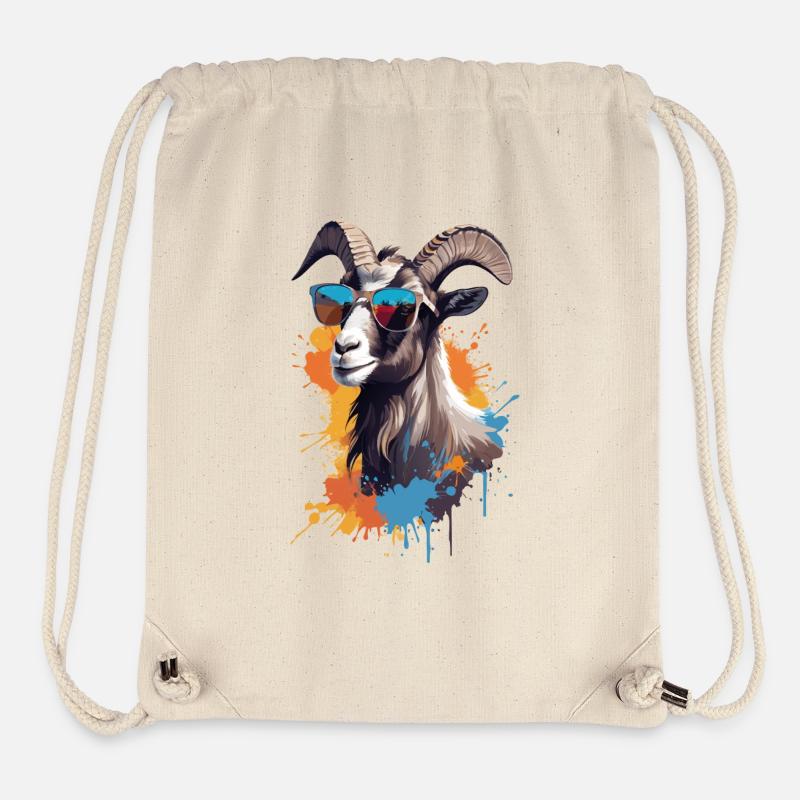 Ziege mit Sonnenbrille auf bunten Farbklecksen - Stanley/Stella recycelter Gym Bag - Naturweiß