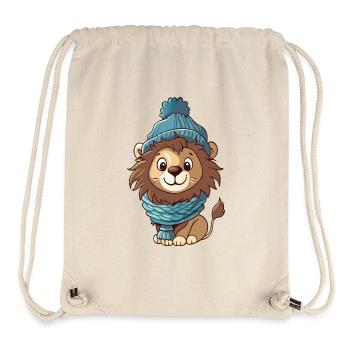 Niedlicher Löwe mit Schal und Pudelmütze. - Stanley/Stella recycelter Gym Bag - Naturweiß - Vorne