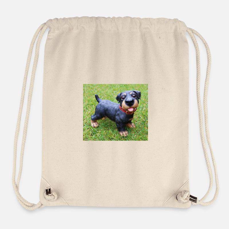 Mignon chiot teckel imprimé - Sac à cordon recyclé Stanley/Stella - blanc naturel