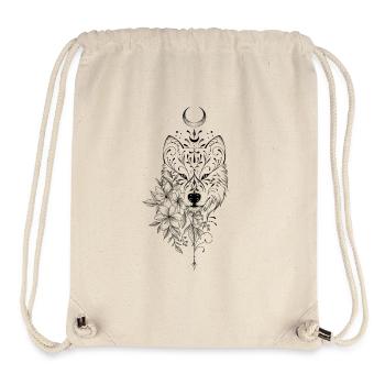 Loup ornemental mandala floral - Sac à cordon recyclé Stanley/Stella - blanc naturel - Devant