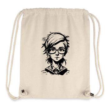 Manga Mädchen - Schulmädchen mit Brille - Stanley/Stella recycelter Gym Bag - Naturweiß - Vorne