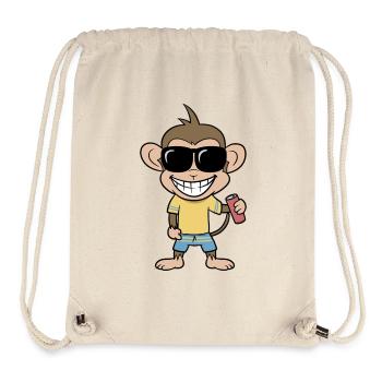 Singe des vacances avec boisson - Sac à cordon recyclé Stanley/Stella - blanc naturel - Devant
