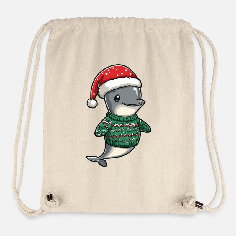 Noël dauphin - Sac à cordon recyclé Stanley/Stella - blanc naturel
