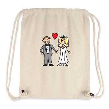 Bride and Groom Cartoon - Stanley/Stella Recycled Gym Bag - natural - Front