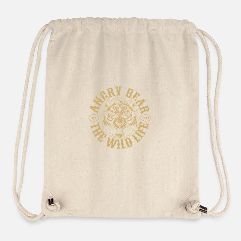 Ours en colère - Sac à cordon recyclé Stanley/Stella - blanc naturel