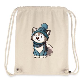 Niedlicher Wolf mit Schal und Pudelmütze. - Stanley/Stella recycelter Gym Bag - Naturweiß - Vorne