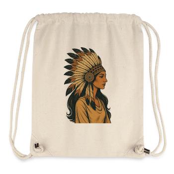 Indigenous Portrait with Feather Crown - Stanley/Stella Recycled Gym Bag - natural - Front