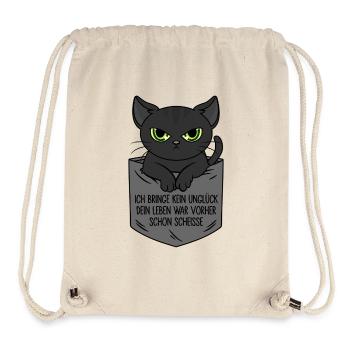 Je n’apporte pas de malchance Sac de poitrine de chat noir - Sac à cordon recyclé Stanley/Stella - blanc naturel - Devant