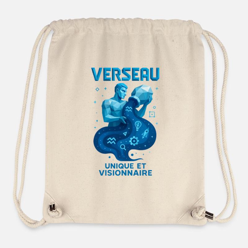 Signe astrologique du Verseau - Astrologie - Sac à cordon recyclé Stanley/Stella - blanc naturel