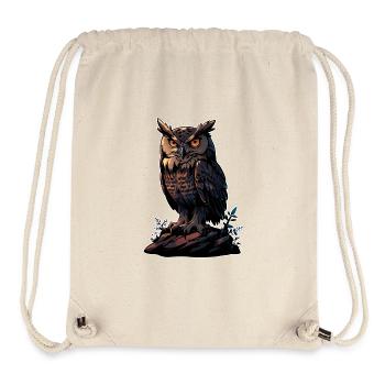 Big owl eagle owl sitting on a rock - Stanley/Stella Recycled Gym Bag - natural - Front