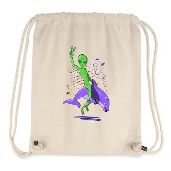 Alien-Angriff mit Delfin - Stanley/Stella recycelter Gym Bag - Naturweiß - Vorne