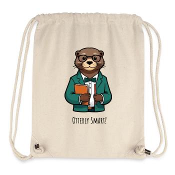 Otter Professor : Blazer turquoise et livres - Sac à cordon recyclé Stanley/Stella - blanc naturel - Devant