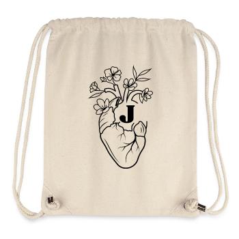 Lettre j cœur anatomie floral noir - Sac à cordon recyclé Stanley/Stella - blanc naturel - Devant