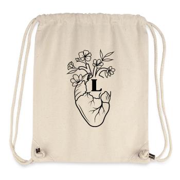 Lettre l cœur anatomie floral noir - Sac à cordon recyclé Stanley/Stella - blanc naturel - Devant