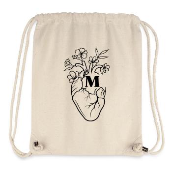 Lettre m cœur anatomie floral noir - Sac à cordon recyclé Stanley/Stella - blanc naturel - Devant