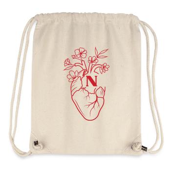 Lettre n cœur anatomie floral noir - Sac à cordon recyclé Stanley/Stella - blanc naturel - Devant