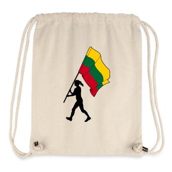 Flag Lithuania woman walking - Stanley/Stella Recycled Gym Bag - natural - Front