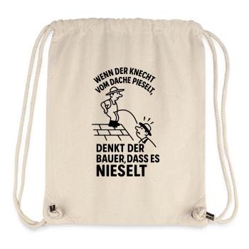 Bauer Knecht Dach Pinkeln Pieseln Witziger Spruch - Stanley/Stella recycelter Gym Bag - Naturweiß - Vorne