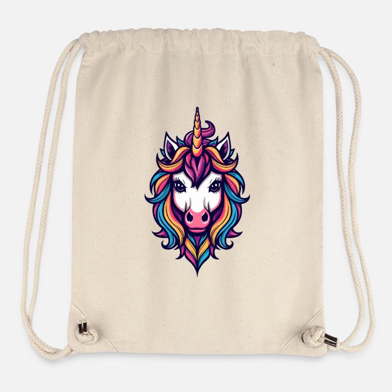 Rainbow Unicorn Head - Stanley/Stella Recycled Gym Bag - natural