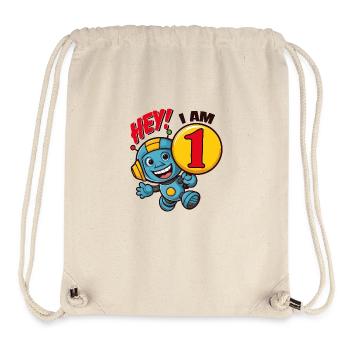Fête d’anniversaire d’un an pour enfants petit robot mignon - Sac à cordon recyclé Stanley/Stella - blanc naturel - Devant