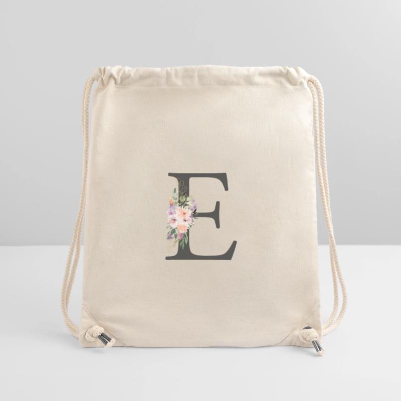 Lettre E, Monogramme, Fleurs Sac à cordon recyclé Stanley/Stella