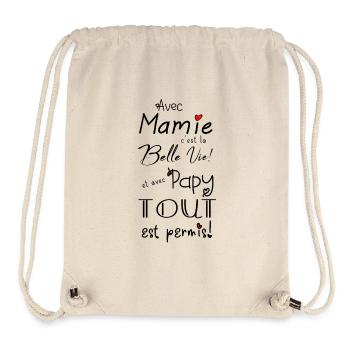avec mamie... et avec papy... - Sac à cordon recyclé Stanley/Stella - blanc naturel - Devant