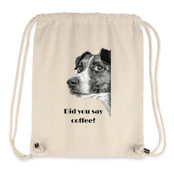 Illustration funny dog with coffee saying - Stanley/Stella Recycled Gym Bag - natural - Front