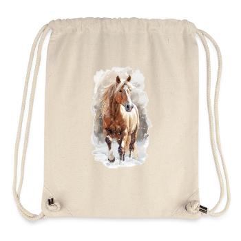 Cheval dans la neige - Sac à cordon recyclé Stanley/Stella - blanc naturel - Devant