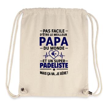 Cœur + Padel – Super Papa Joueur de Padel - Sac à cordon recyclé Stanley/Stella - blanc naturel - Devant