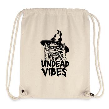 Cadeau Halloween 'Undead Vibes', Zombie - Sac à cordon recyclé Stanley/Stella - blanc naturel - Devant