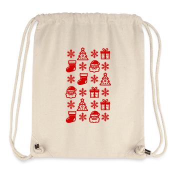 Motif d’icônes de Noël - Sac à cordon recyclé Stanley/Stella - blanc naturel - Devant