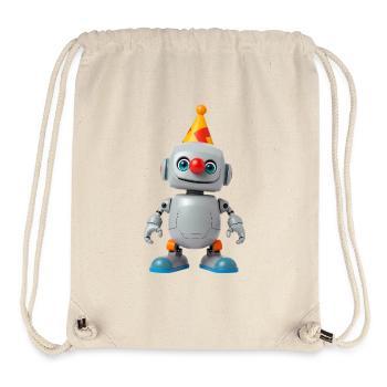 Kleiner Roboter mit Partyhut - Stanley/Stella recycelter Gym Bag - Naturweiß - Vorne