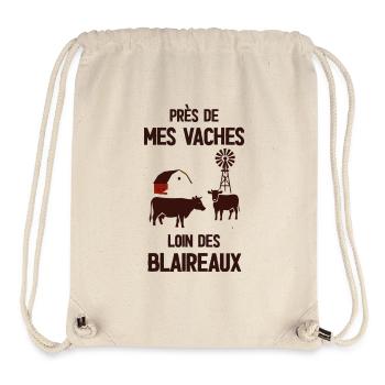 Pres de mes vaches loin des blaireaux - Sac à cordon recyclé Stanley/Stella - blanc naturel - Devant