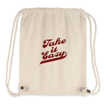 Take It Easy – Vintage Retro Typografie Dunkelrot - Stanley/Stella recycelter Gym Bag - Naturweiß - Vorne