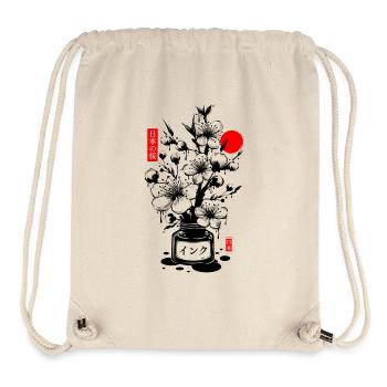 Encre cerisier japonais - noir - Sac à cordon recyclé Stanley/Stella - blanc naturel - Devant