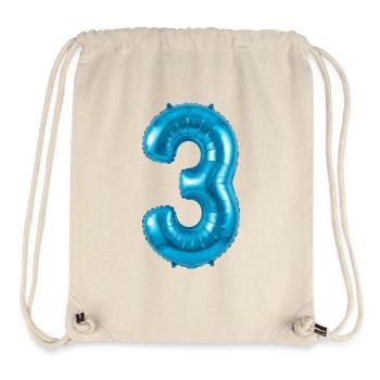 3. Geburtstag Shirt, Blauer Ballon Helium - Stanley/Stella recycelter Gym Bag - Naturweiß - Vorne
