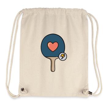 T-shirt de raquette de tennis de table avec coeur style bande dessinée - Sac à cordon recyclé Stanley/Stella - blanc naturel - Devant