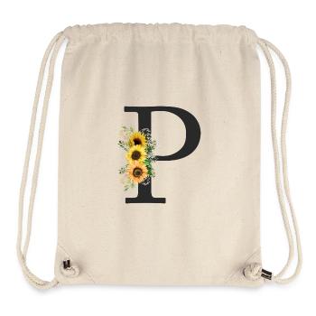 P Monogram Sunflowers - Stanley/Stella Recycled Gym Bag - natural - Front