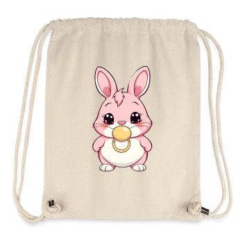 Lapin de Pâques Lapin Kawaii avec sucette - Sac à cordon recyclé Stanley/Stella - blanc naturel - Devant