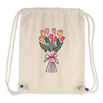 Bouquet de tulipes peint à la main - Sac à cordon recyclé Stanley/Stella - blanc naturel - Devant