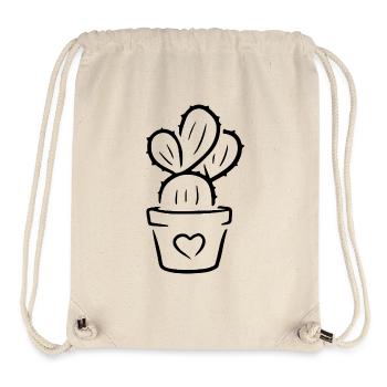 Cactus in a pot with heart – sweet plant motif - Stanley/Stella Recycled Gym Bag - natural - Front