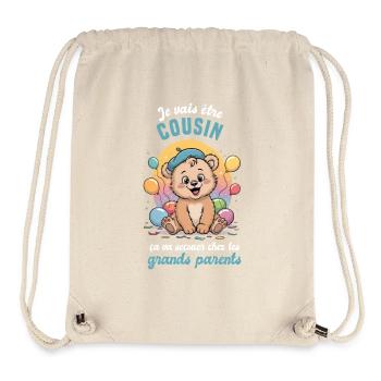 Schwangerschaftsankündigung Geschenk Cousin-Junge Onkel - Stanley/Stella recycelter Gym Bag - Naturweiß - Vorne