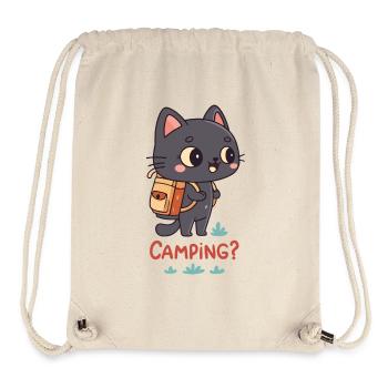 Kawaii Camping Katze und Rucksack - Stanley/Stella recycelter Gym Bag - Naturweiß - Vorne