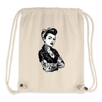 Rockabilly Pin-Up: 50s Outlaw Girl mit Tattoos - Stanley/Stella recycelter Gym Bag - Naturweiß - Vorne
