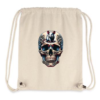 Bunter Skull mit süßer kleiner Maus auf der Stirn - Stanley/Stella recycelter Gym Bag - Naturweiß - Vorne