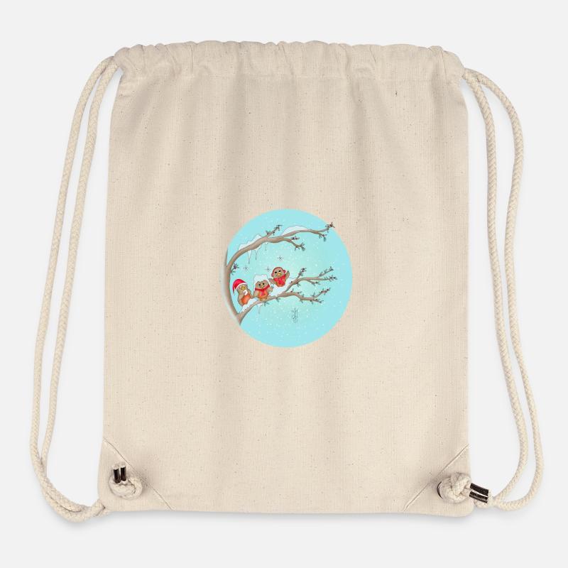 Oiseaux de Noël  - Sac à cordon recyclé Stanley/Stella - blanc naturel