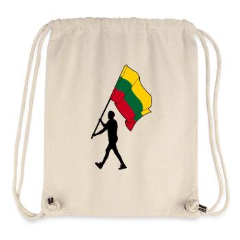 Flag Lithuania man walking - Stanley/Stella Recycled Gym Bag - natural - Front