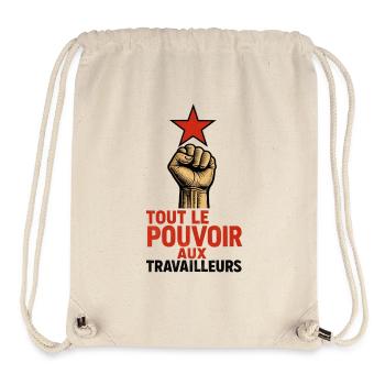 Tout le pouvoir aux travailleurs - Militant - Sac à cordon recyclé Stanley/Stella - blanc naturel - Devant