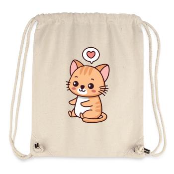 Kitten Sweet Heart Illustration - Stanley/Stella Recycled Gym Bag - natural - Front