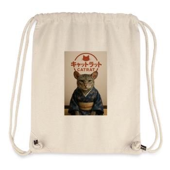 Cat Elegance in Kimono - Stanley/Stella Recycled Gym Bag - natural - Front